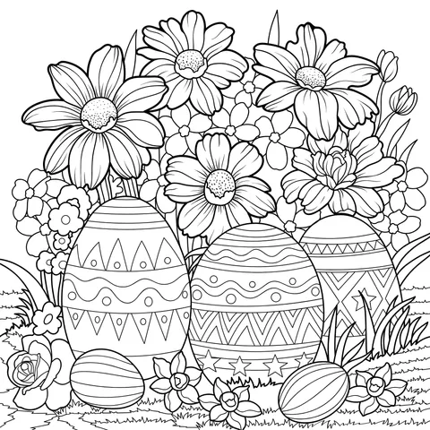 Easter Eggs and Flowers