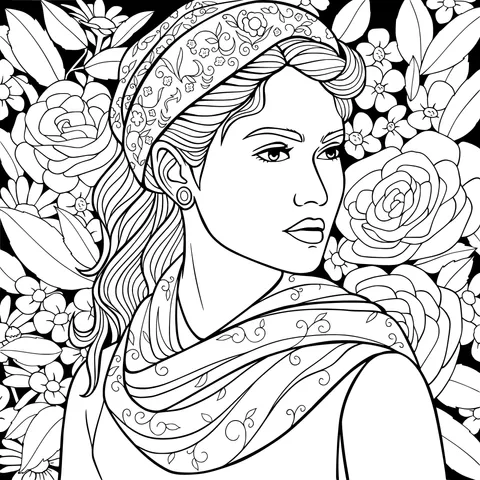 Elegant Lady Among Flowers