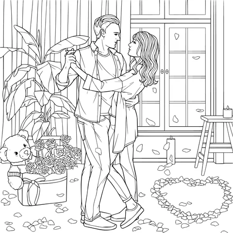 Couple dancing at home