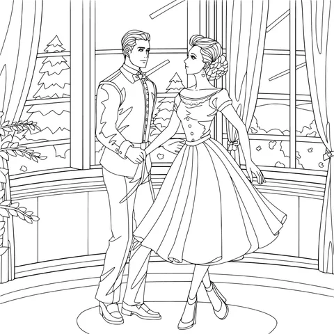 A man and a woman dancing indoors