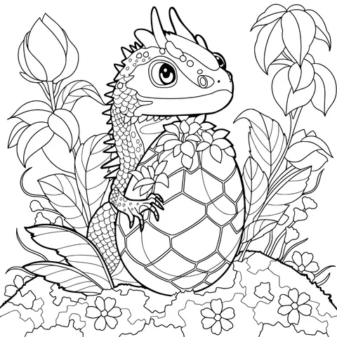 A Fantasy Scene of a Dragon and an Egg