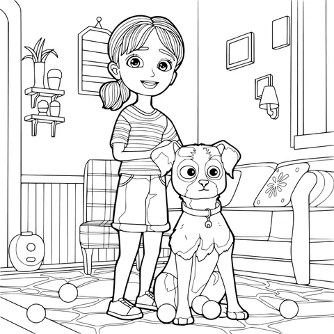 A girl and her pet dog