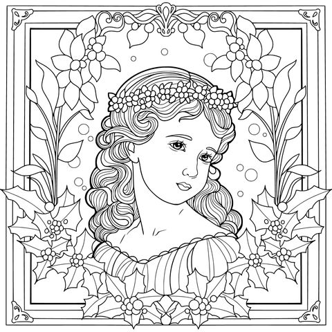 花环少女插画