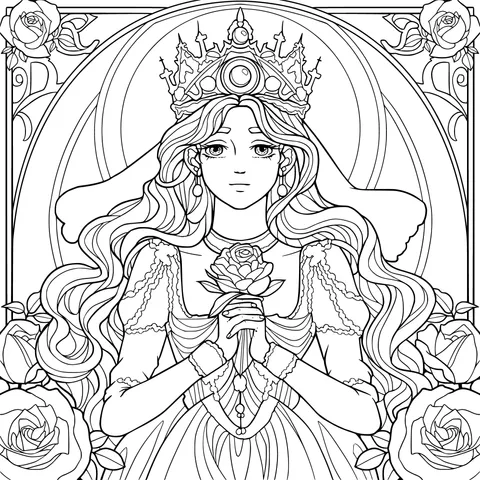 Blonde - haired Princess Holding a Rose