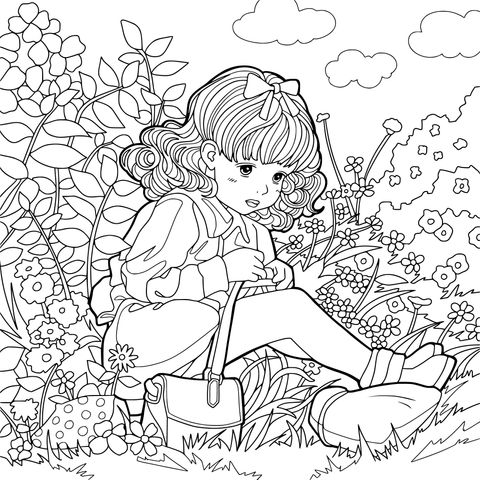 花丛中的女孩