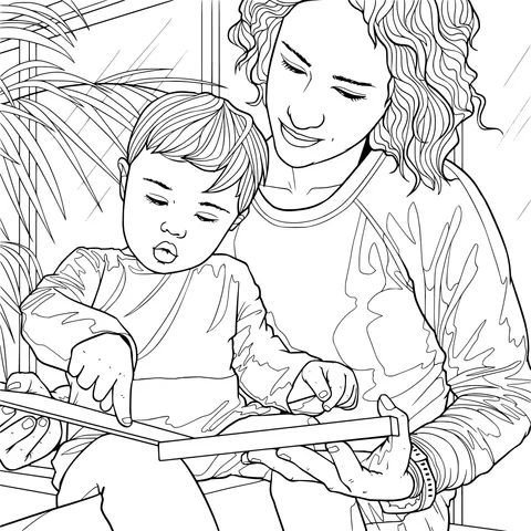 Mother reading with child