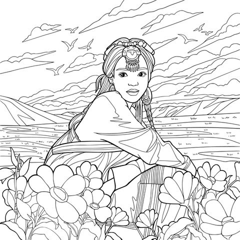 草原上的藏族女子