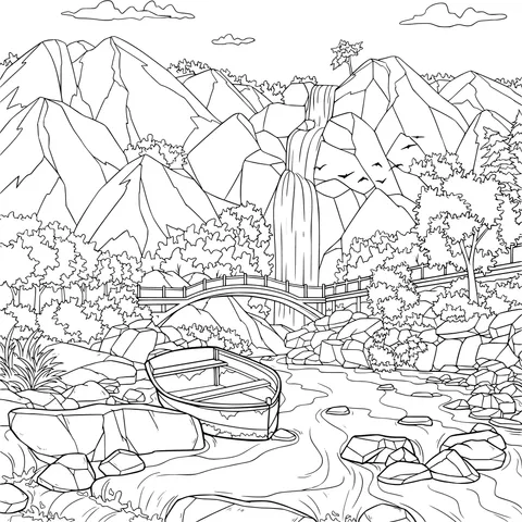A Boat in the Mountains and Waters