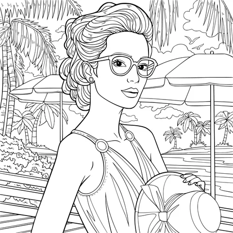 Fashionable Lady on a Beach Vacation