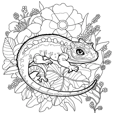 Lizard in the Flowers
