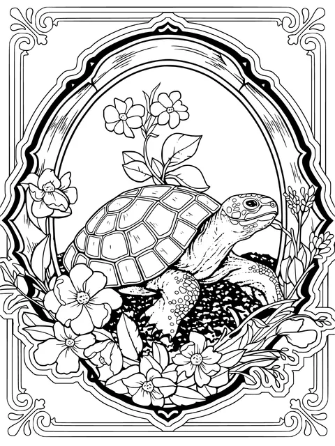 Turtle in the Flower Bed