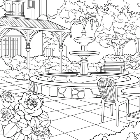 Beautiful Garden Fountain Landscape