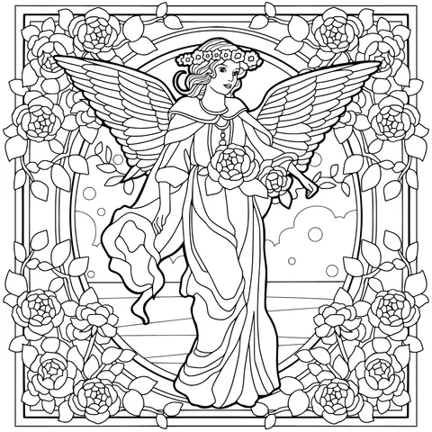 Angel Surrounded by Roses