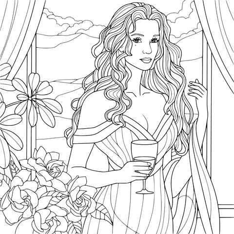 Elegant Lady Holding Wine