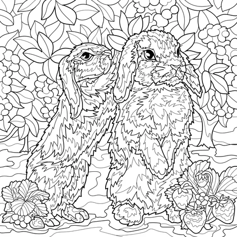 Two Rabbits and Strawberries