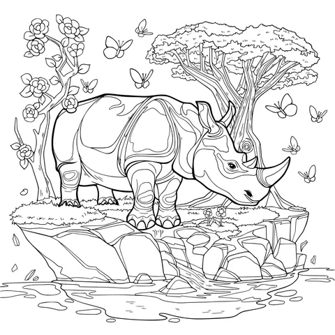 Rhino's Beautiful Riverside Scene