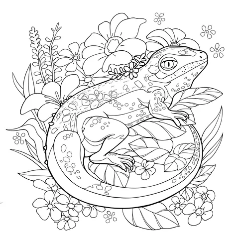 Lizard in the Flower丛