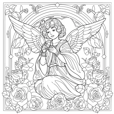 Angel with Book and Roses