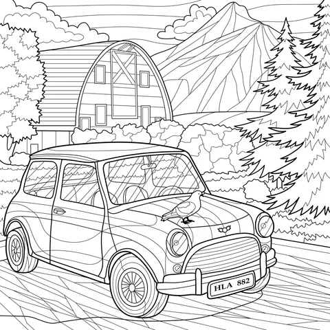 A Yellow Car on a Country Road