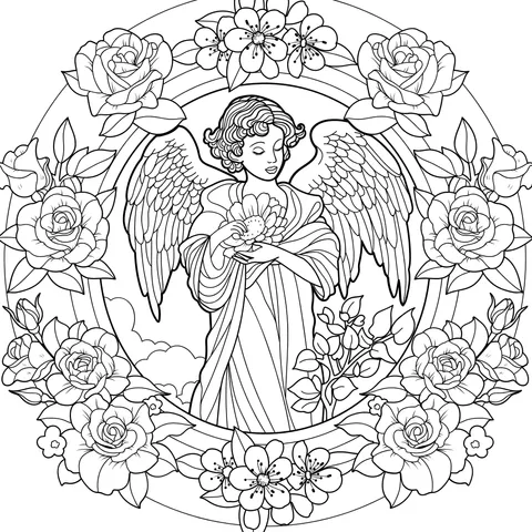 Angel Surrounded by Roses