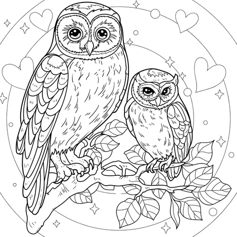 Owl Companions on a Branch