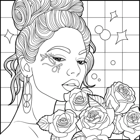 Beautiful Woman with Roses