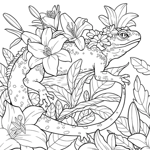 Lizard in the Flower丛
