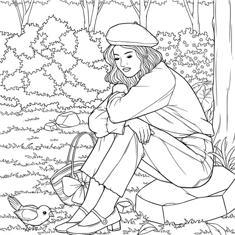 A woman in thought in the park