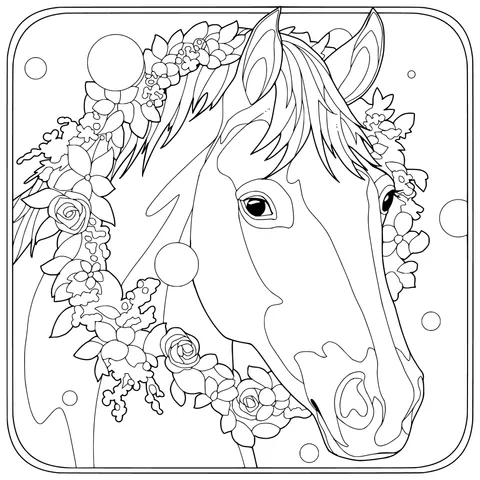 Horse Decorated with Flower Wreath