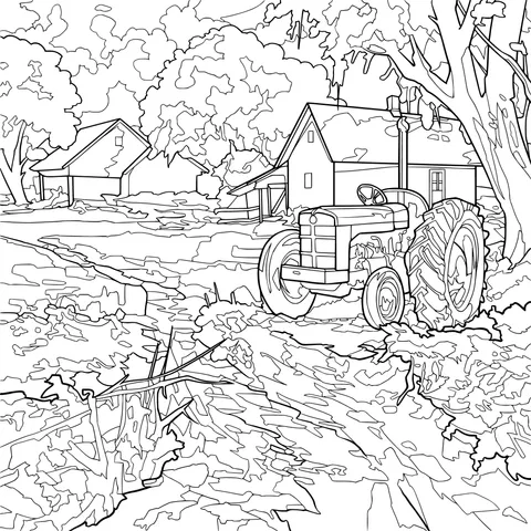 Tractor in the Rural Field