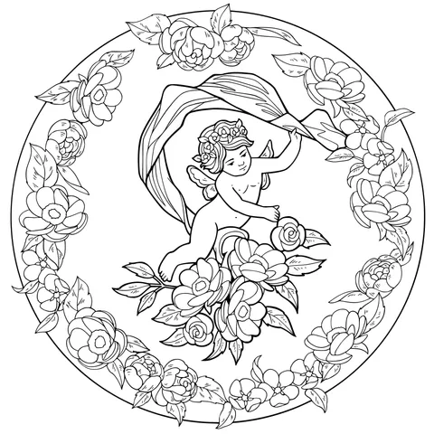 Little angel among the flowers