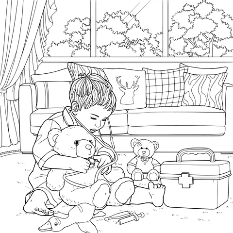 A Child's Fun Time with a Teddy Bear