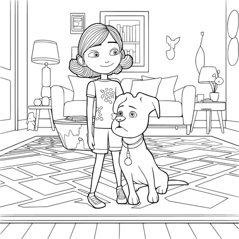 Girl and Her Pet Dog