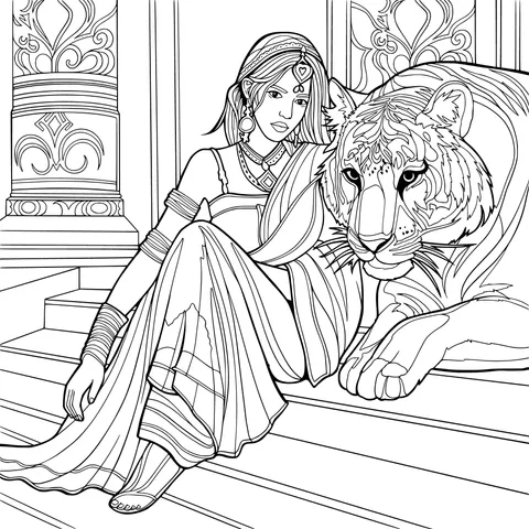 Woman Accompanied by a Tiger