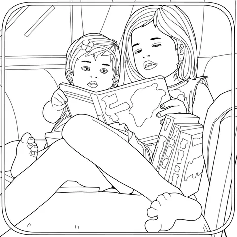 Sister reading to brother