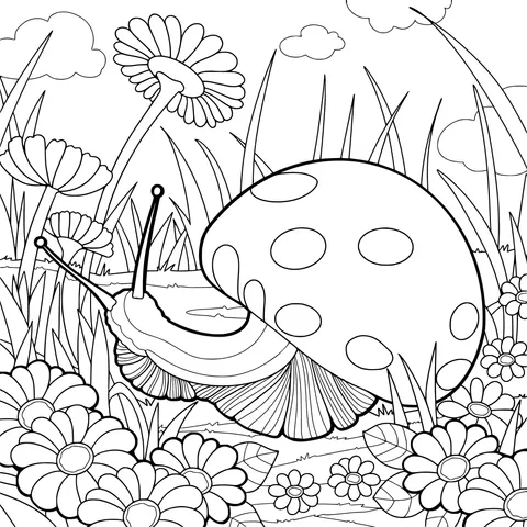 A Snail in the Flower - bed
