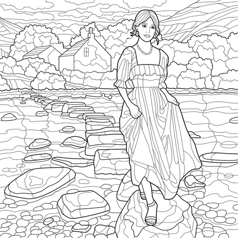 A Beauty Strolling by the River
