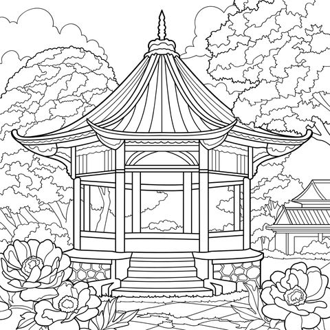 花园中的传统凉亭