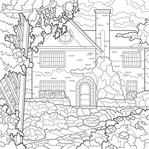 Brick House Surrounded by Flowers