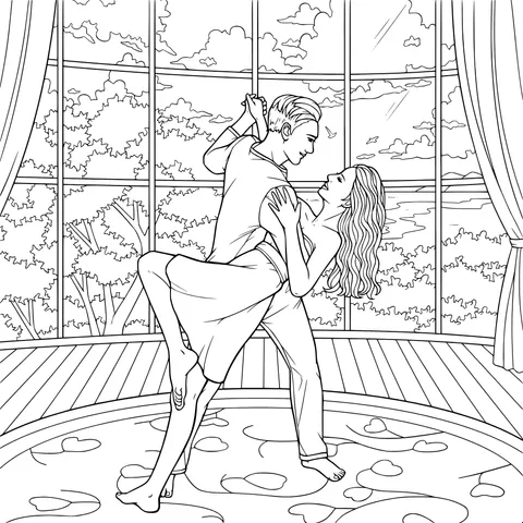 Lovers dancing romantically
