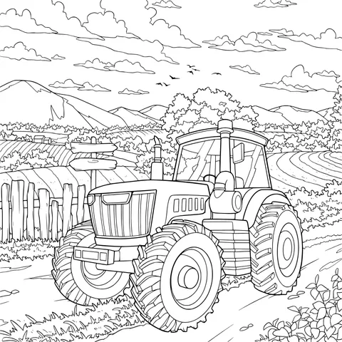 Red Tractor in the Countryside