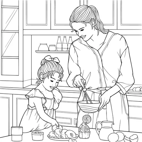 Mother - daughter cooking together