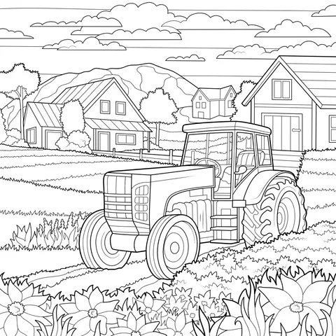 Blue Tractor in the Countryside