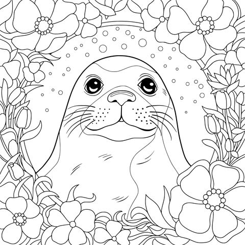 花丛中的海豹
