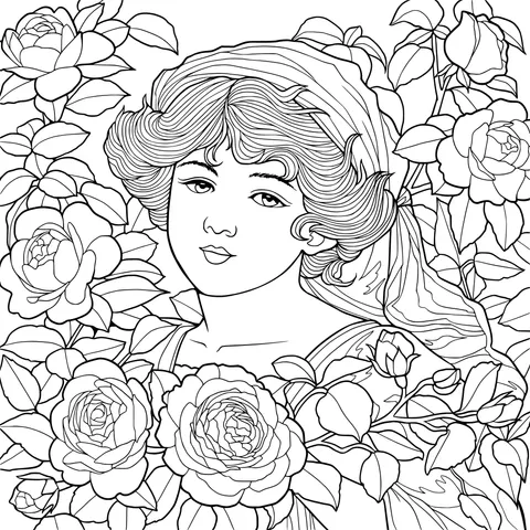 Woman among flowers