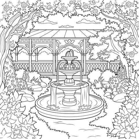 Beautiful Garden Fountain Landscape
