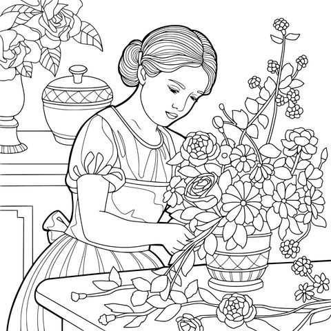 女士在插花