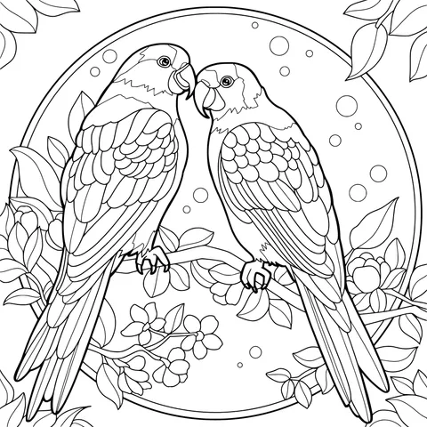 Lovebirds on the Branch