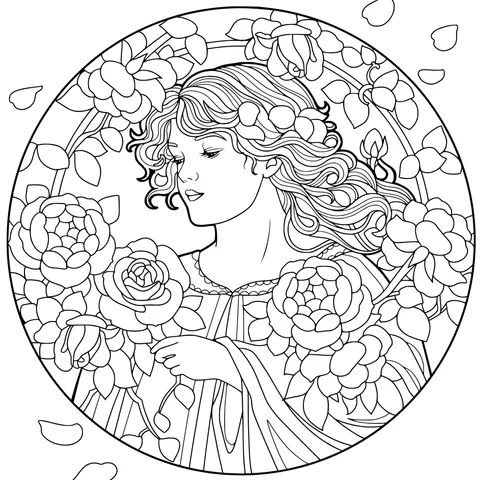 Woman Surrounded by Roses