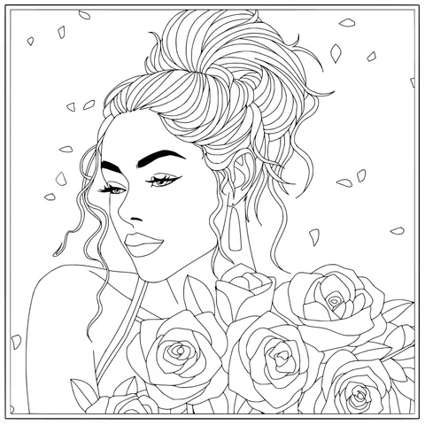 Beautiful Woman Holding Roses